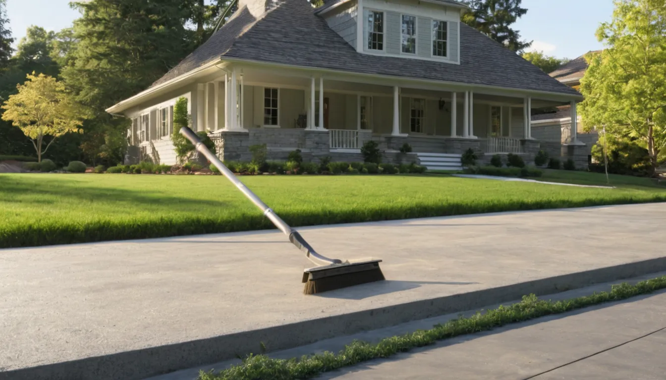A freshly poured concrete driveway beside a colonial home in Baltimore